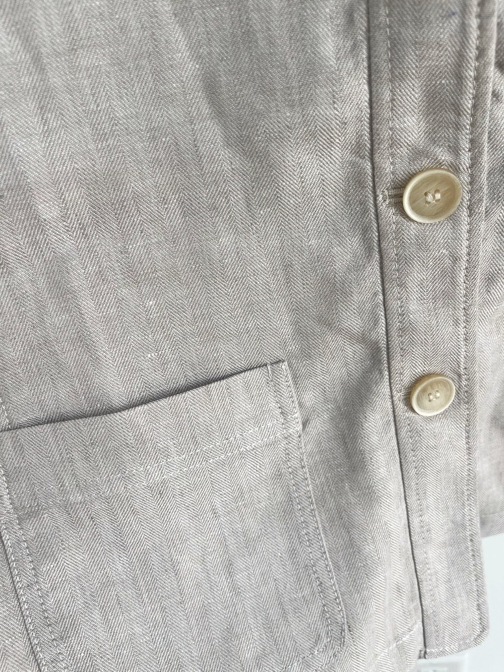 J. McLaughlin Linen Blend Herringbone Blazer Jacket Beige Taupe XS - Picture 6 of 7